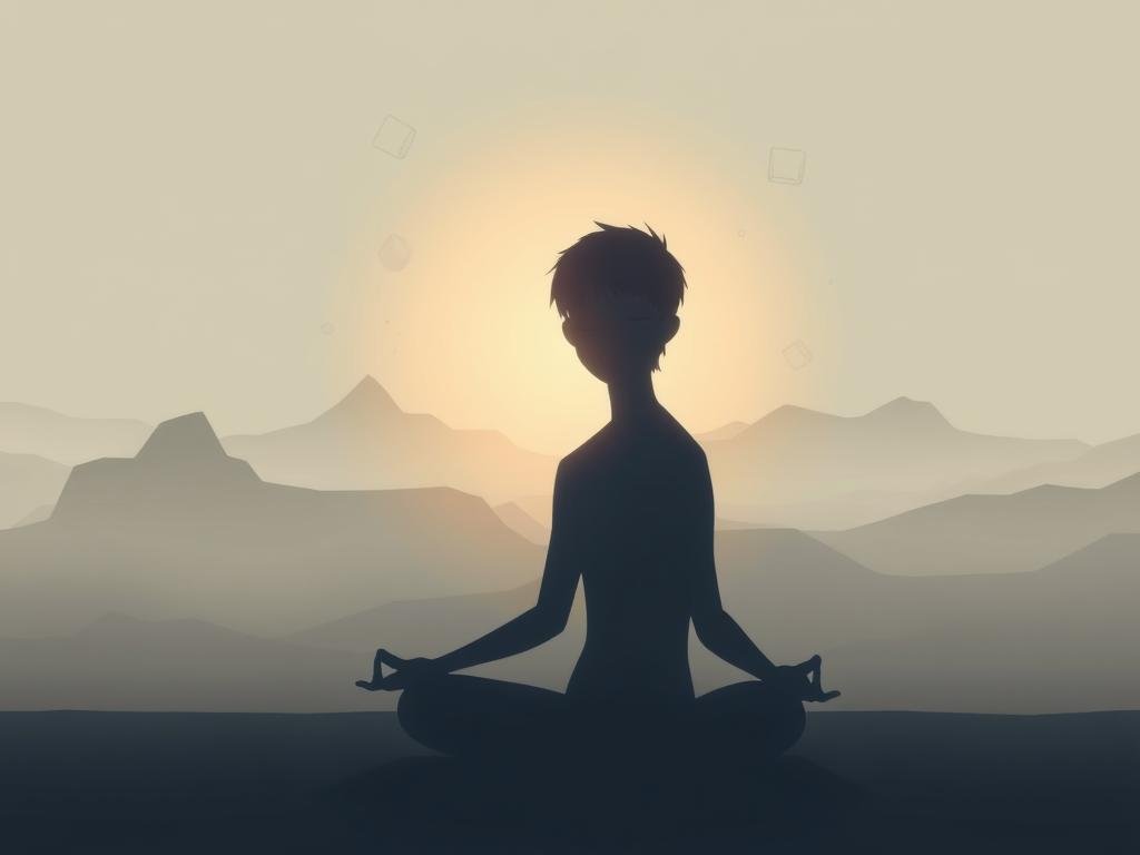 A tranquil, minimalist scene depicting the concept of the unconscious mind. In the foreground, a serene, partially obscured human figure in a meditative pose, bathed in soft, diffused lighting. The middle ground features a dreamlike landscape, with floating geometric shapes and translucent, ethereal forms, suggesting the subconscious realm. The background is a muted, abstract palette, evoking a sense of mystery and the unknown. The overall composition conveys a meditative, introspective atmosphere, inviting the viewer to explore the depths of the human psyche.